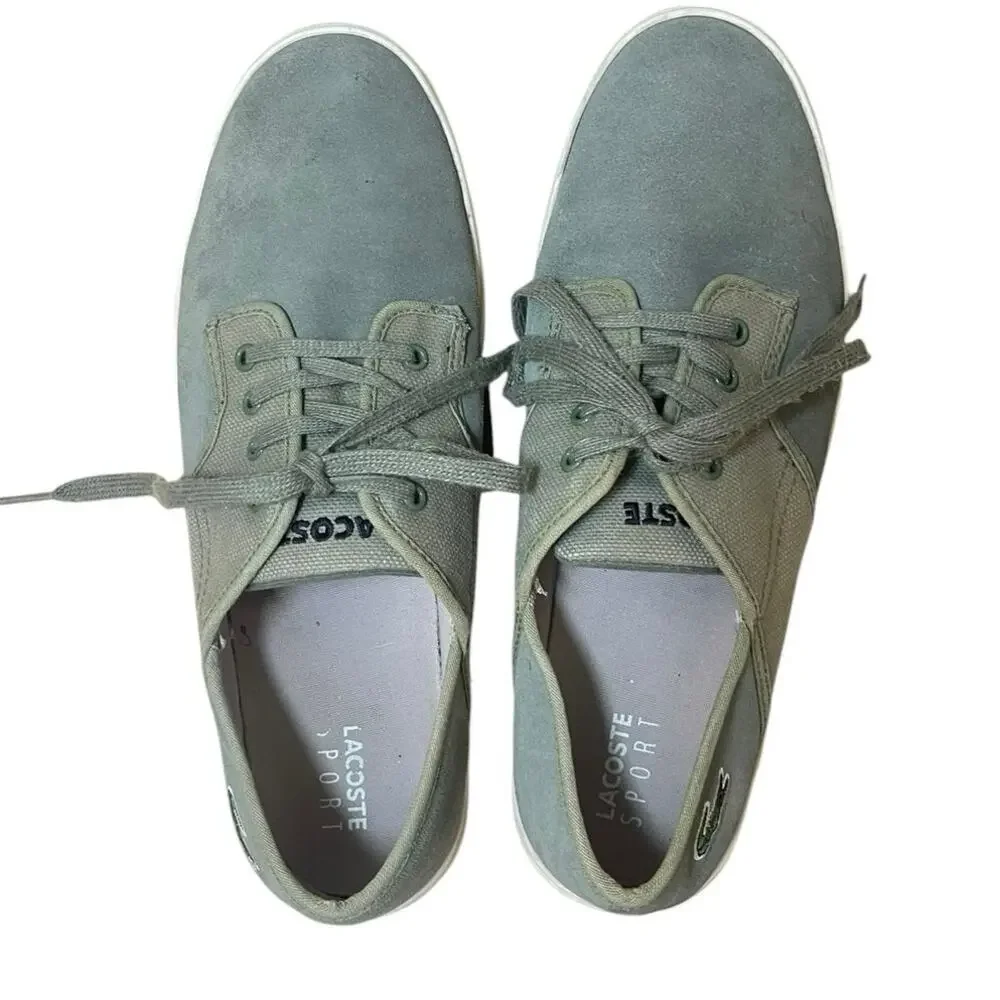 Lacoste Andover CIW Sneakers Men US 9.5 Sage Green Suede Canvas Preppy Old Money